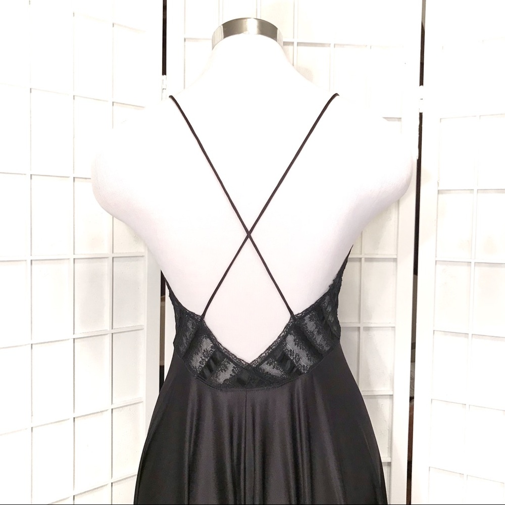 Rare Vintage Black Lace Long Negligée ILGWU USA Lily of France - Picture 6 of 16
